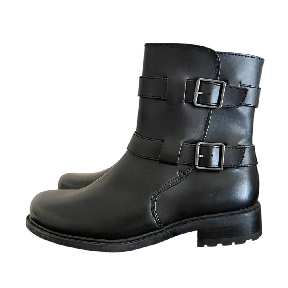 NEW BØC Black faux leather Combat & Moto Boots 9.5M - Picture 2 of 10